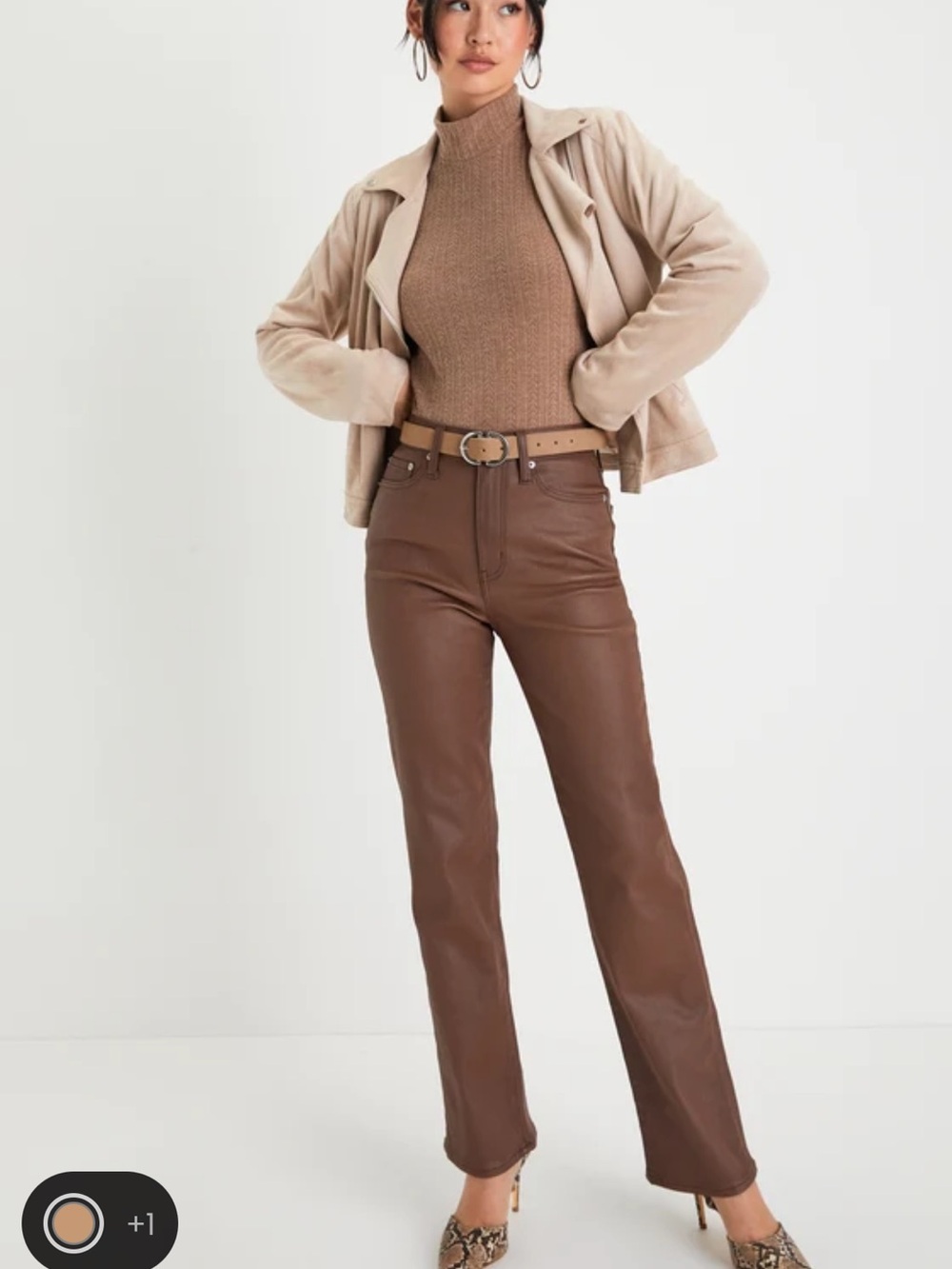 Lulus Darling Inclination Brown Pointelle Long Sleeve Bodysuit - Size L - Picture 4 of 9